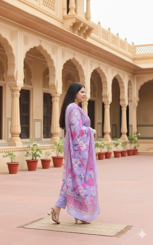 Cotton Kurta And Pant With Dupatta Set For Women