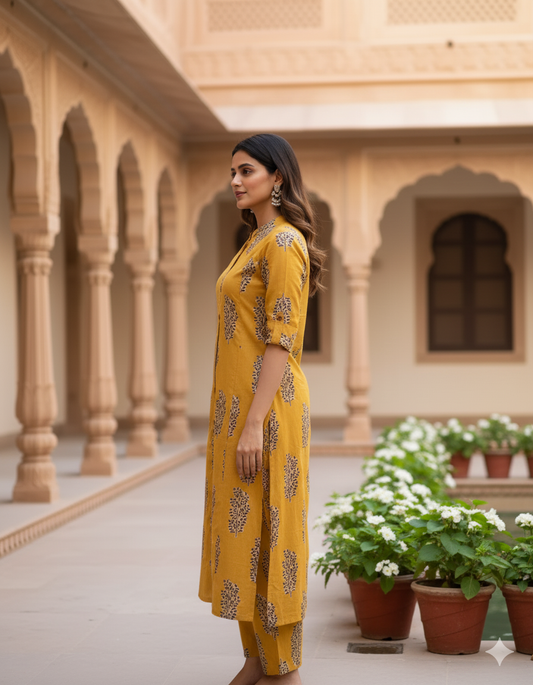 Yellow Patti Cotton Co-ord Set