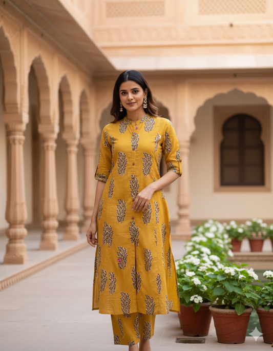 Yellow Patti Cotton Co-ord Set