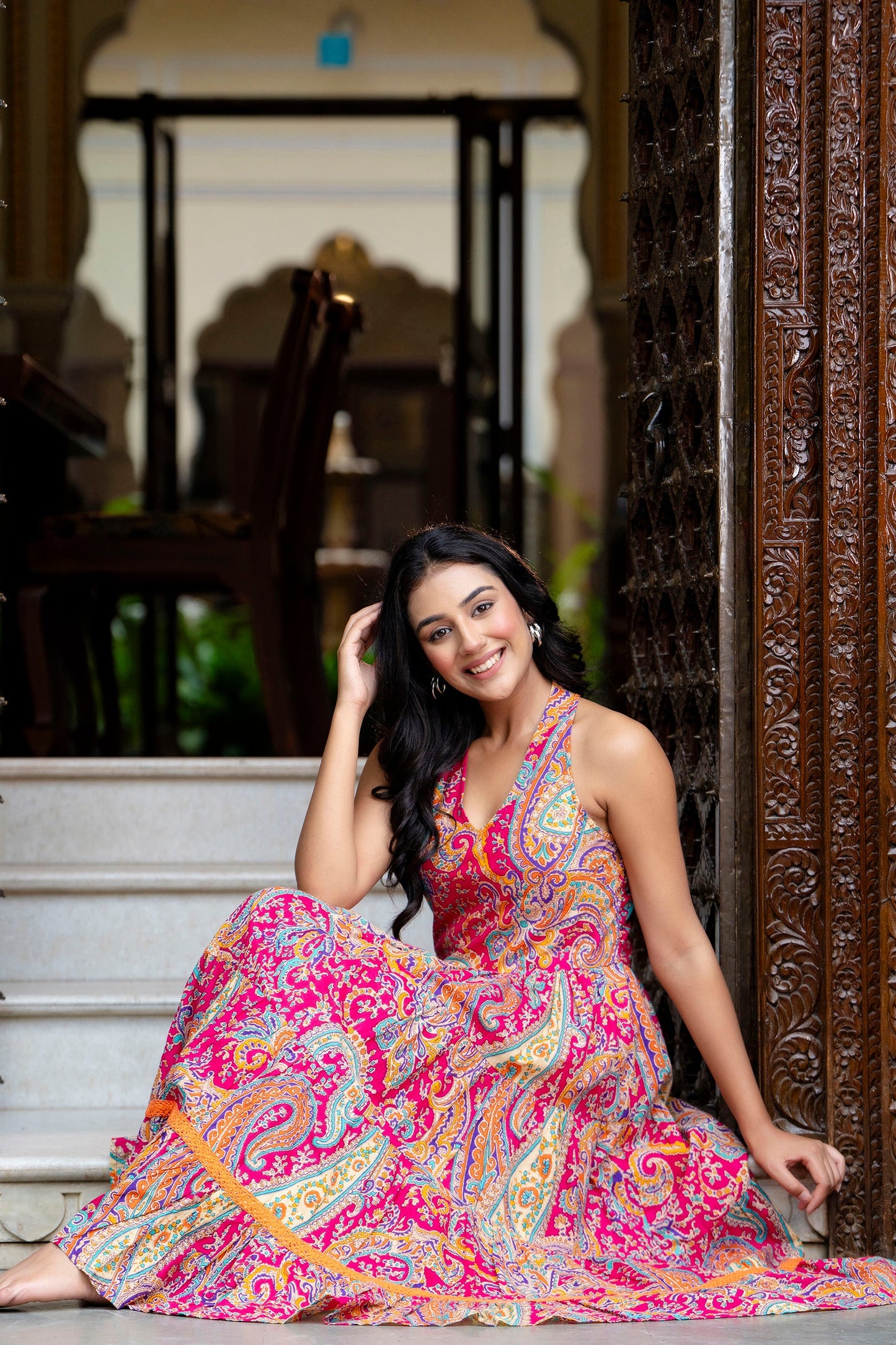 Pure Cotton Stylish Mandana Pink Dress For Women