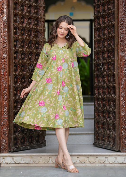 Olive Grace Anarkali kurta