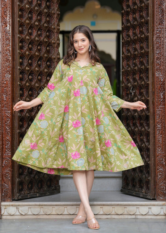 Olive Grace Anarkali kurta