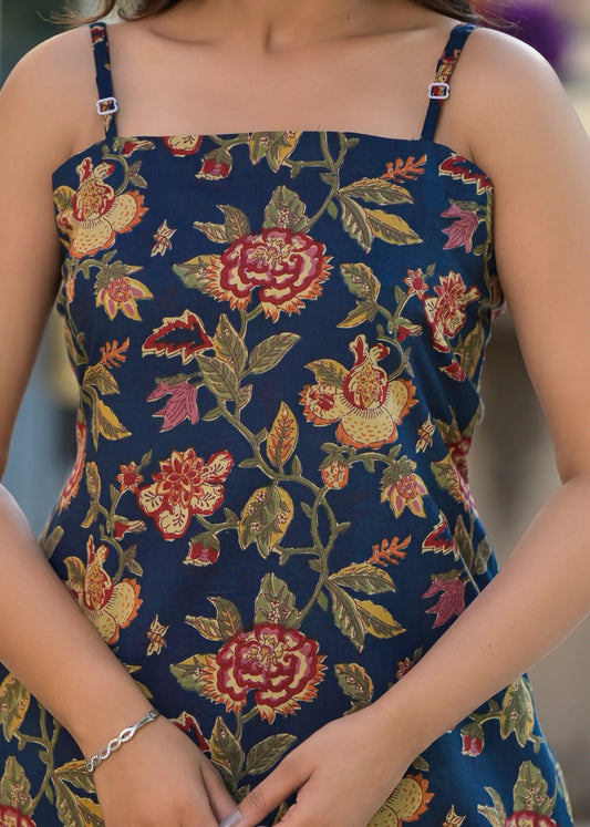 Ruhani Blue Printed Cotton Co-Ord Set