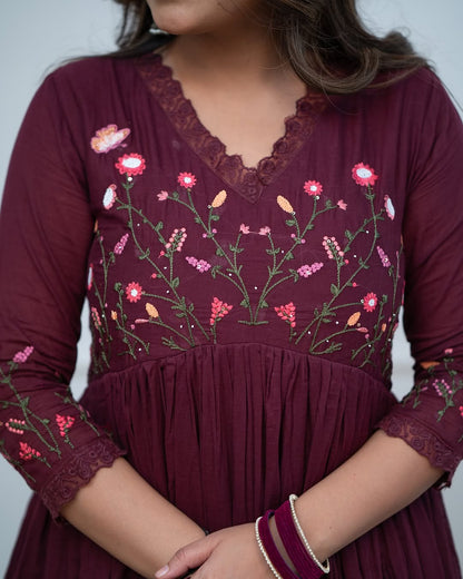 Embroidery Kurta And Pant With Dupatta For Women