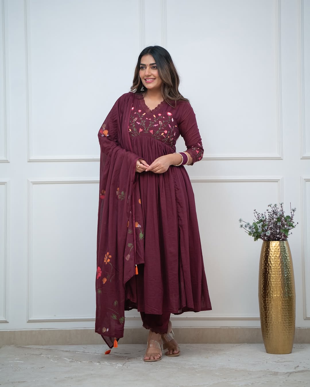 Embroidery Kurta And Pant With Dupatta For Women