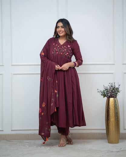 Embroidery Kurta And Pant With Dupatta For Women