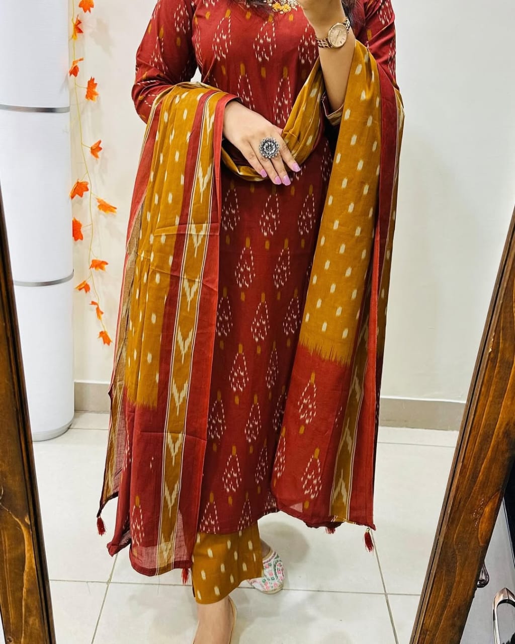 Maroon Kurta And Pant With Dupatta For Women
