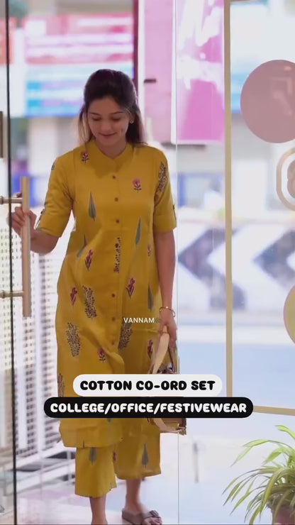 Yellow Pure Cotton Co-Ord Set